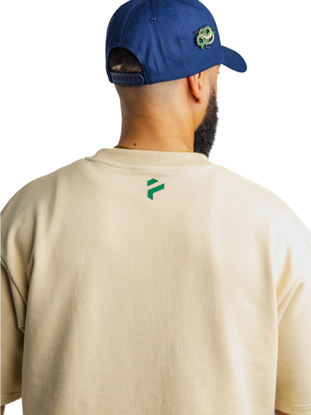 Beige Short Sleeve Graphic Tee with Green Liberty Print - Picture 4 of 8